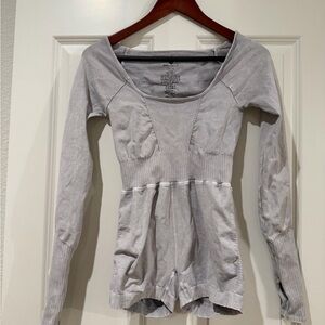 FP Movement by Free People Light Gray Long Sleeve Jumpsuit
